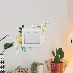 Non adhesive Plant Flower Switch Sticker Cartoon Switch Mural Paste Decoration