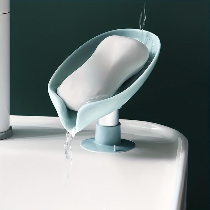 Leaf-shaped Soap Dish Plastic Self Draining Soap Holder