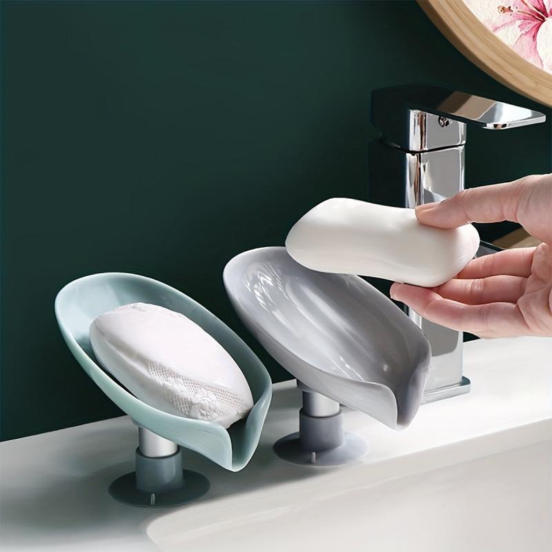 Leaf-shaped Soap Dish Plastic Self Draining Soap Holder
