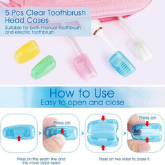 5Pcs Portable Toothbrush Head Cover Travel Toothbrush Case Camping Cap