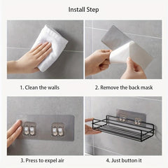 Large Capacity Shower Organizer with 2 Hooks Stainless Steel Bathroom Holder