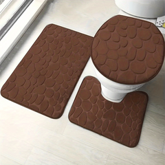 3pcs Soft Anti Slip Bath Mat Water Absorbing Bathroom Shower Set