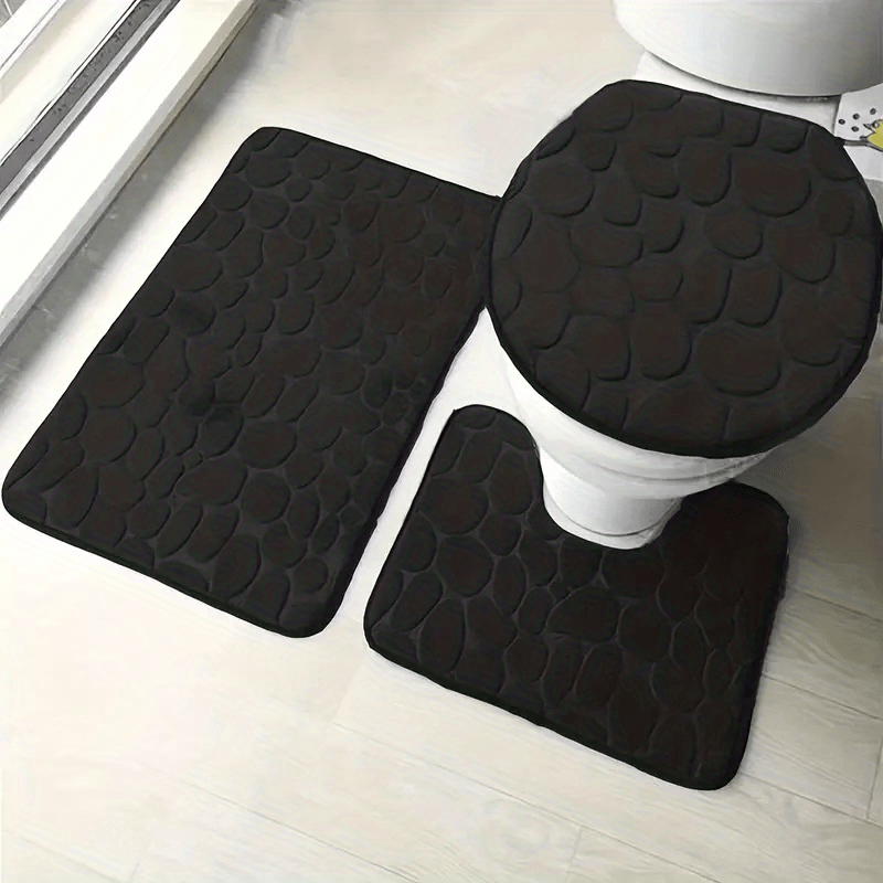 3pcs Soft Anti Slip Bath Mat Water Absorbing Bathroom Shower Set