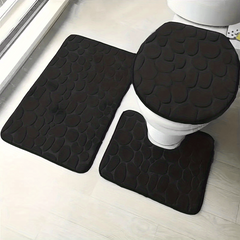 3pcs Soft Anti Slip Bath Mat Water Absorbing Bathroom Shower Set