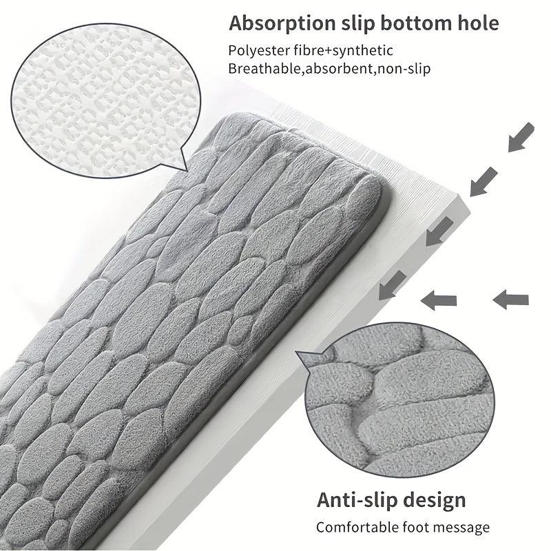 3pcs Soft Anti Slip Bath Mat Water Absorbing Bathroom Shower Set