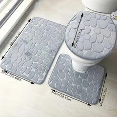 3pcs Soft Anti Slip Bath Mat Water Absorbing Bathroom Shower Set
