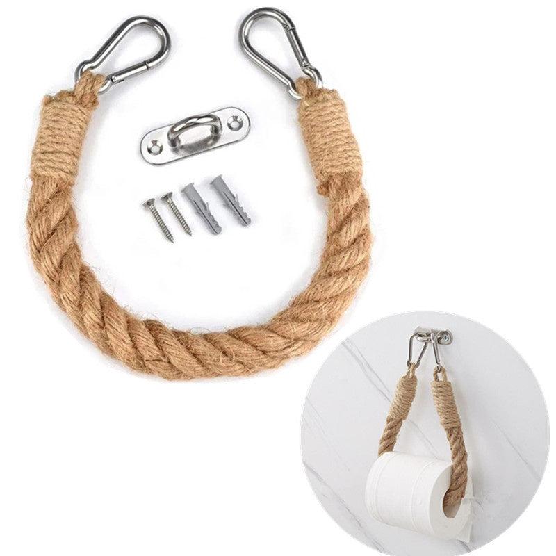Rustproof Vintage Rope Toilet Paper Holder Easy Assembly Jute Towel Holder