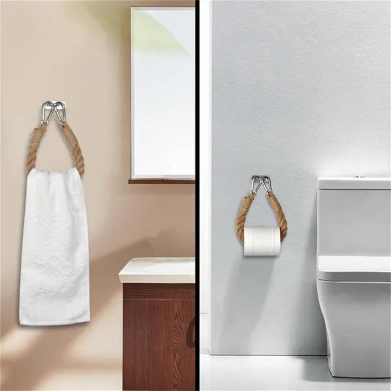 Rustproof Vintage Rope Toilet Paper Holder Easy Assembly Jute Towel Holder