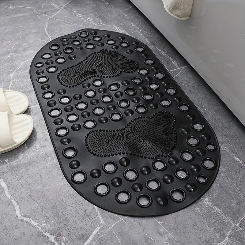 Anti Slip Shower Stall Mat with Drain Holes & Suction Cups Oval Bath Rug