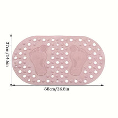 Anti Slip Shower Stall Mat with Drain Holes & Suction Cups Oval Bath Rug
