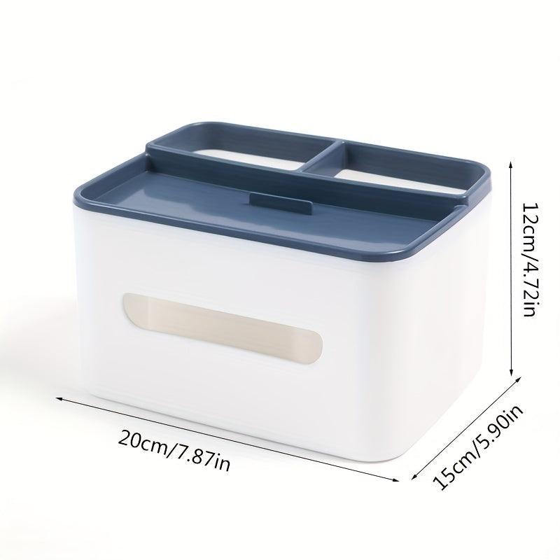 Desktop Tissue Box with Storage Drawer and Pen Holder