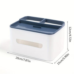 Desktop Tissue Box with Storage Drawer and Pen Holder