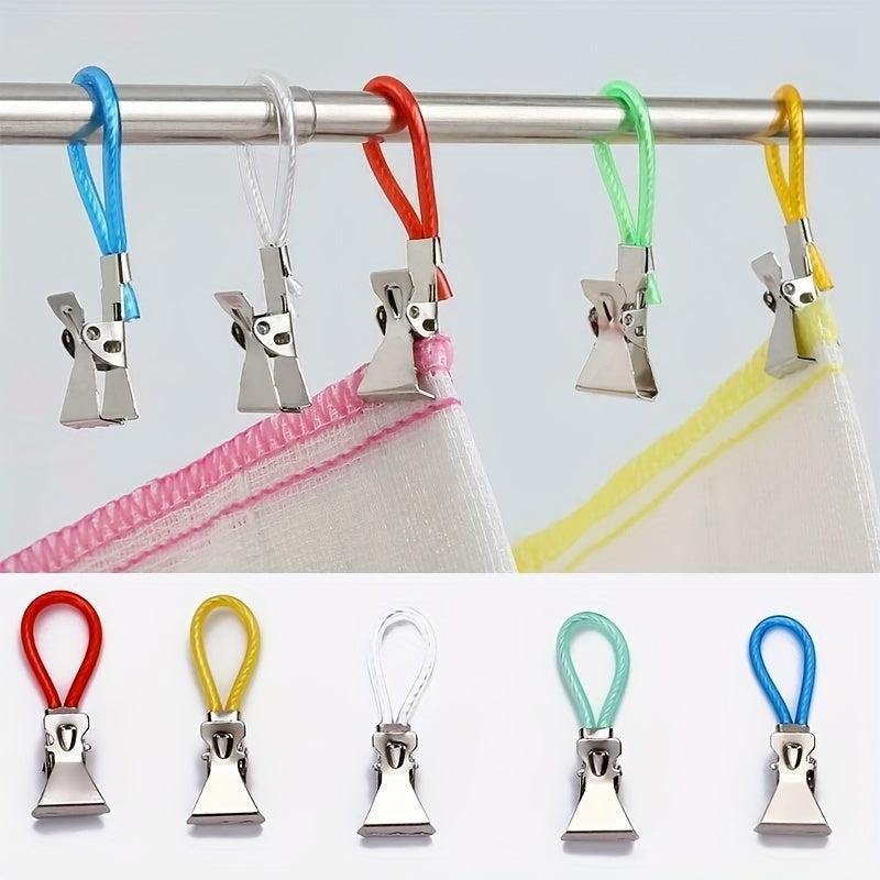 5pcs Waterproof Towel Clips with Loops for Bathroom Towels Storage