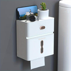 Double Layer Storage Rack Toilet Wall-mounted Tissue Holder