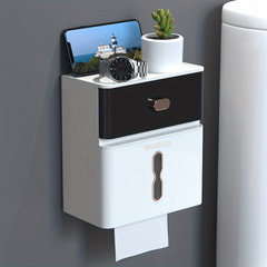 Double Layer Storage Rack Toilet Wall-mounted Tissue Holder