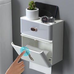 Double Layer Storage Rack Toilet Wall-mounted Tissue Holder