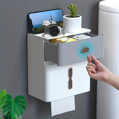 Double Layer Storage Rack Toilet Wall-mounted Tissue Holder