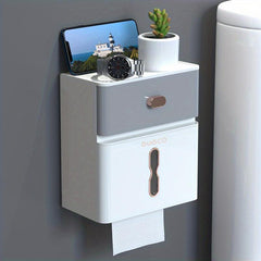 Double Layer Storage Rack Toilet Wall-mounted Tissue Holder