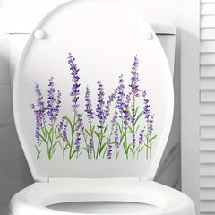 Lavender Toilet Sticker Flowers Self Adhesive Bathroom