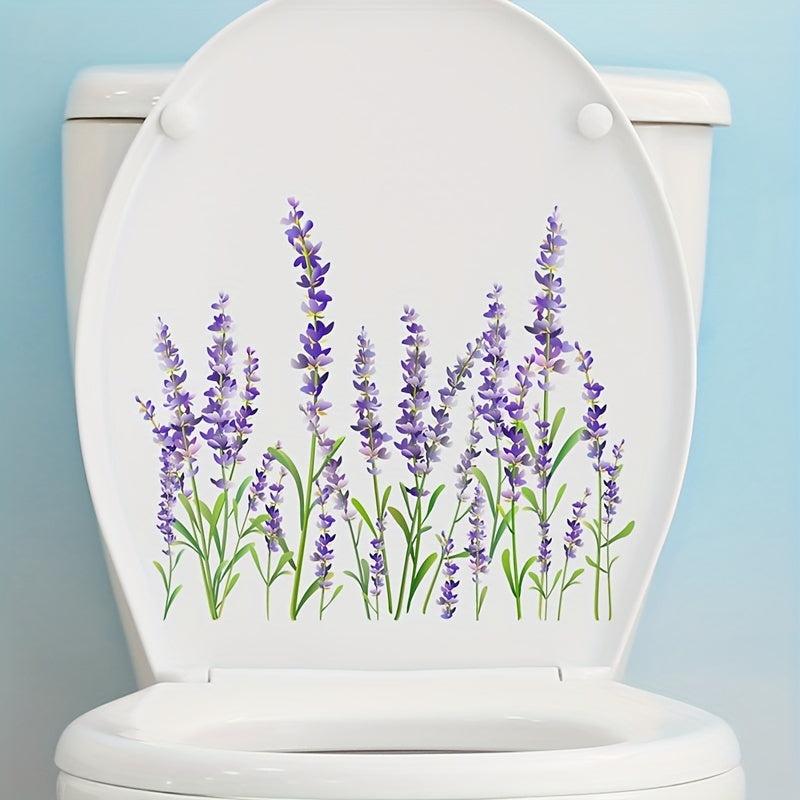Lavender Toilet Sticker Flowers Self Adhesive Bathroom