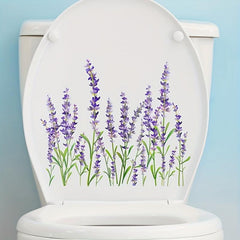 Lavender Toilet Sticker Flowers Self Adhesive Bathroom
