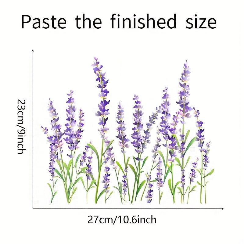 Lavender Toilet Sticker Flowers Self Adhesive Bathroom