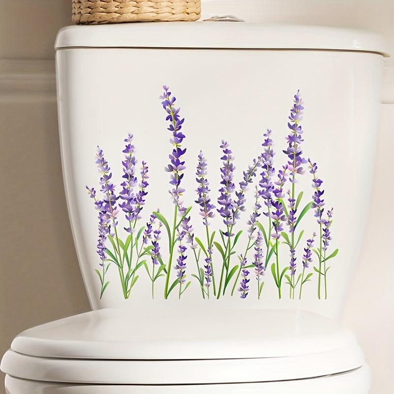 Lavender Toilet Sticker Flowers Self Adhesive Bathroom