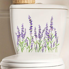 Lavender Toilet Sticker Flowers Self Adhesive Bathroom