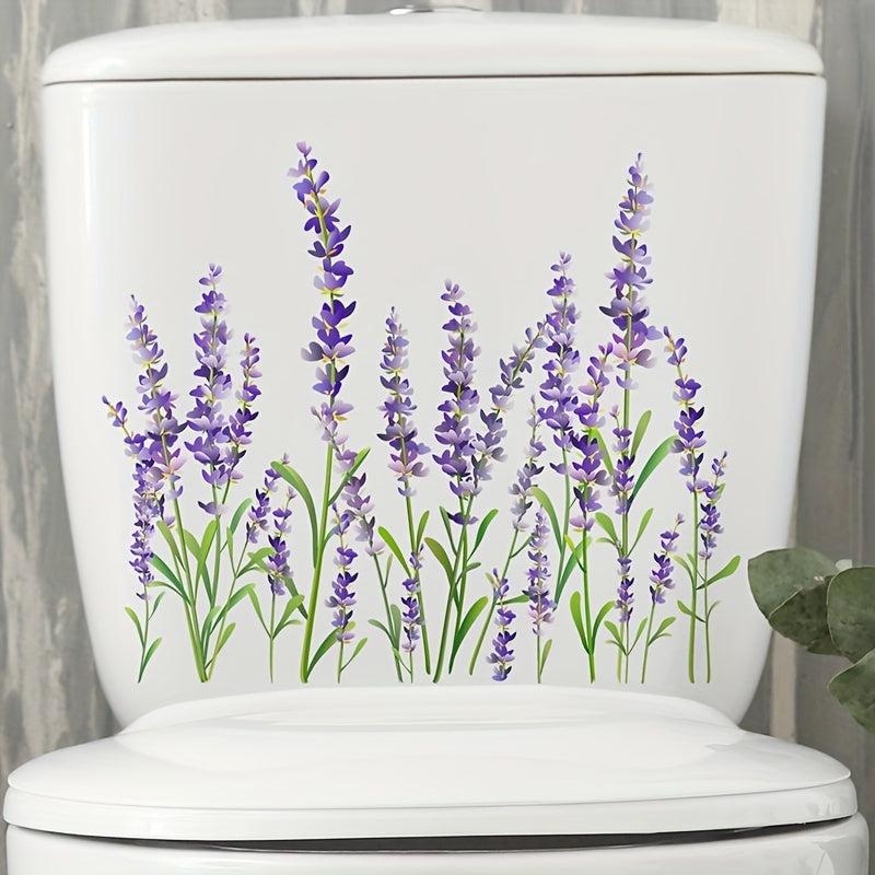 Lavender Toilet Sticker Flowers Self Adhesive Bathroom
