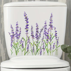 Lavender Toilet Sticker Flowers Self Adhesive Bathroom