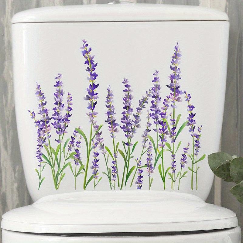 Lavender Toilet Sticker Flowers Self Adhesive Bathroom