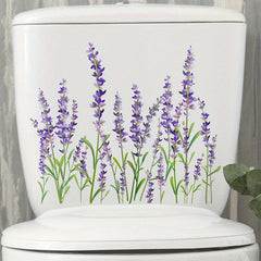 Lavender Toilet Sticker Flowers Self Adhesive Bathroom