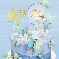 22pcs Butterfly Cake Decorations with Happy Birthday Acrylic Toppers