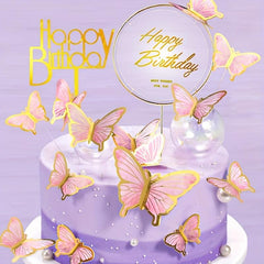 22pcs Butterfly Cake Decorations with Happy Birthday Acrylic Toppers