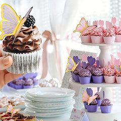 22pcs Butterfly Cake Decorations with Happy Birthday Acrylic Toppers