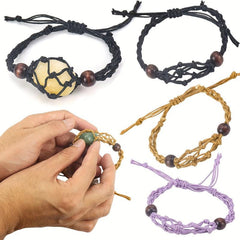 Crystal Bracelet Holder Rope Stone Holder Adjustable Crystal Cage Holder