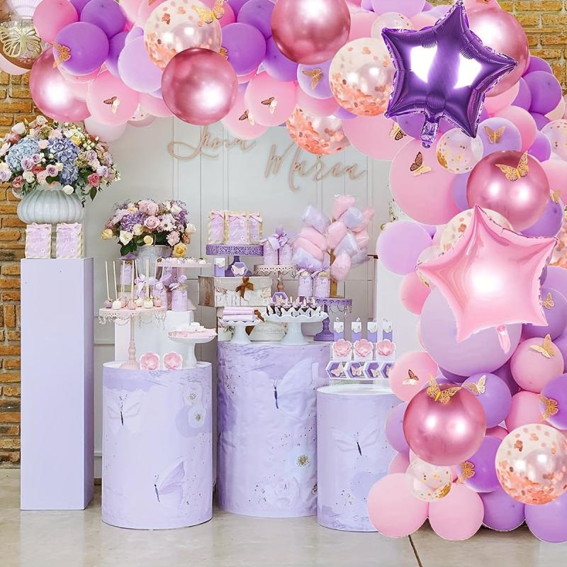 Princess Theme Birthday Party Decoration Set, Pink and Purple Balloon Set