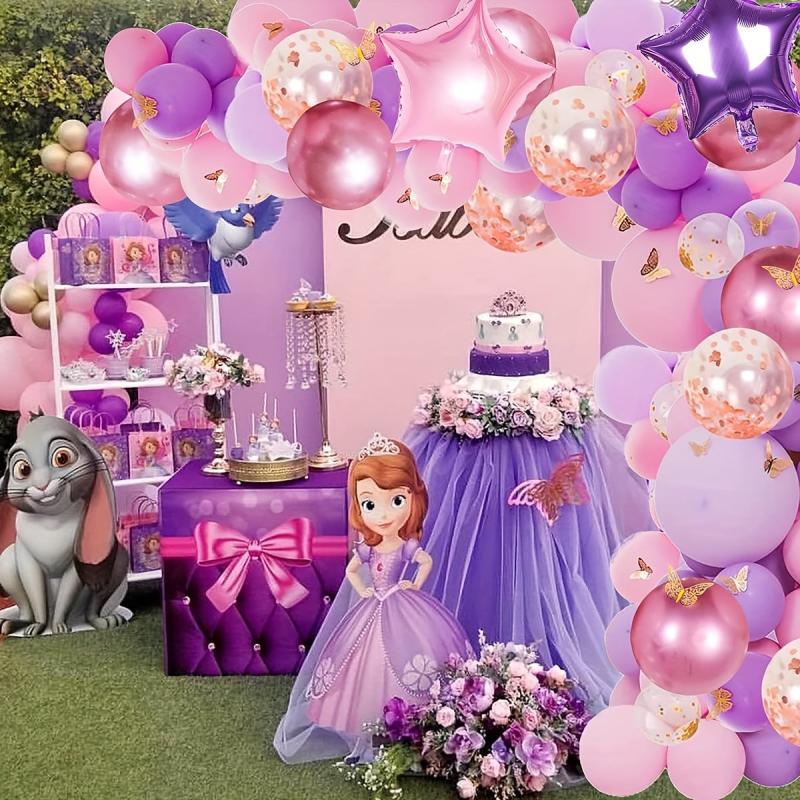 Princess Theme Birthday Party Decoration Set, Pink and Purple Balloon Set