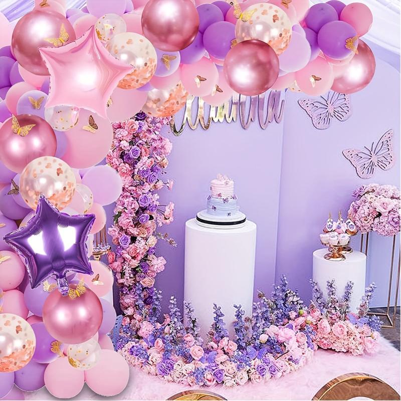Princess Theme Birthday Party Decoration Set, Pink and Purple Balloon Set