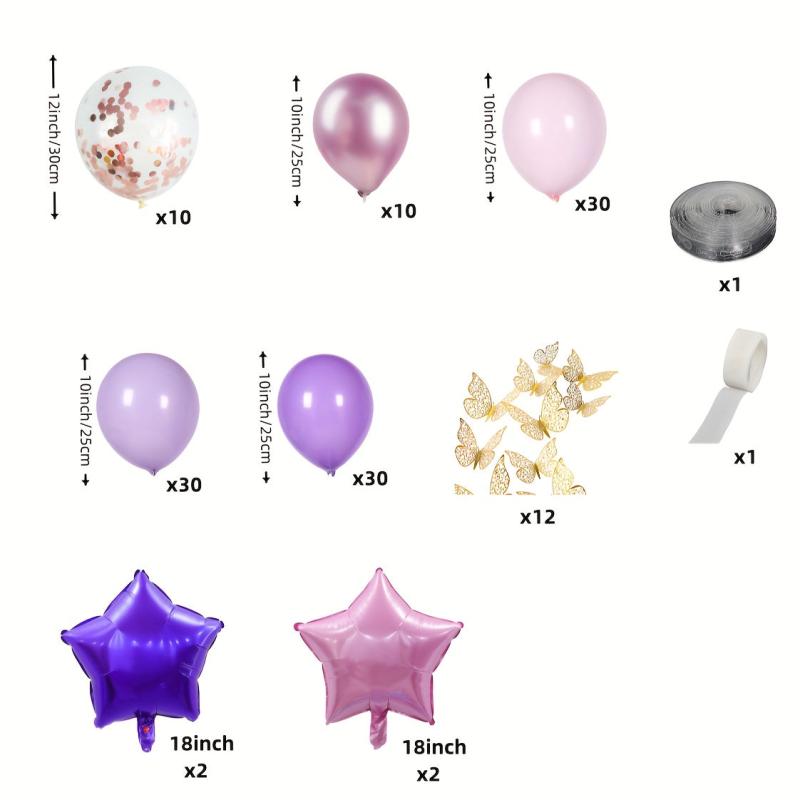 Princess Theme Birthday Party Decoration Set, Pink and Purple Balloon Set