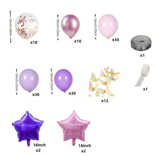 Princess Theme Birthday Party Decoration Set, Pink and Purple Balloon Set