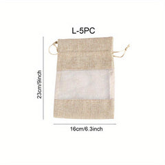 5pcs Burlap Organza Drawstring Storage Bags Wedding Party Decor