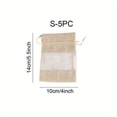 5pcs Burlap Organza Drawstring Storage Bags Wedding Party Decor