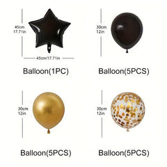 16pcs Golden Happy Birthday Balloon Decoration Set