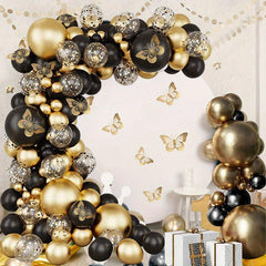 136pcs Assorted Reusable Latex and Golden Balloons Kit