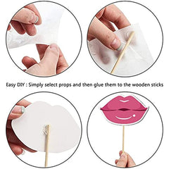 32pcs Wedding Photo Booth Props Pink Bridal Groom Shower Sign Kit