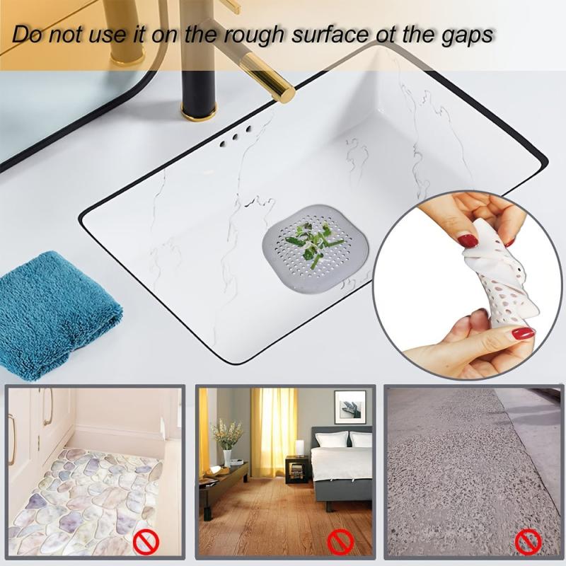6-pack Silicone Hair Stopper with Suction Cup for Shower Drain