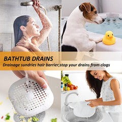 6-pack Silicone Hair Stopper with Suction Cup for Shower Drain