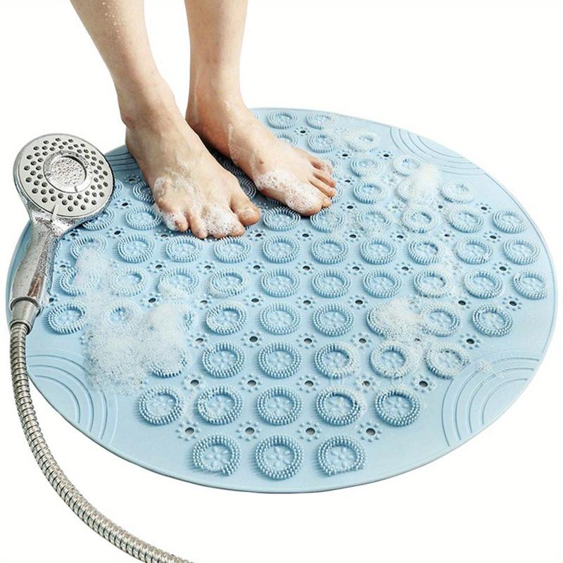 Textured Surface Shower Mat Round Non slip Bath Mat With Drain Hole