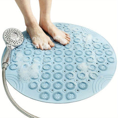 Textured Surface Shower Mat Round Non slip Bath Mat With Drain Hole
